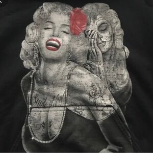 Black Graphic Sweatshirt with Red Accent